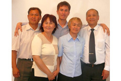 2nd from left is the former Muslim deaf woman who had the two dreams.  On her right are the two Deaf who joined her in becoming the first SDA Deaf in that city.  To her left is her deaf husband who has finally joined her.  Center back is her hearing son, who was my interpreter (into Russian and Russian Sign Language) while visiting.  He is training to become a worker for the Lord and has a special interest in Muslim work.